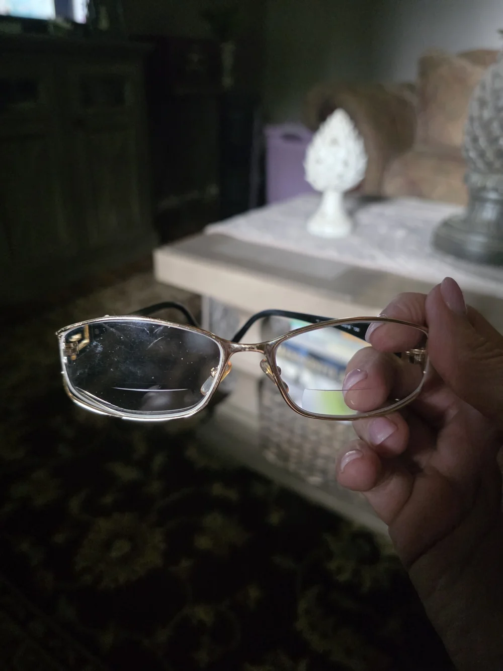 Versace Gold Rim Rectangular Eyeglasses